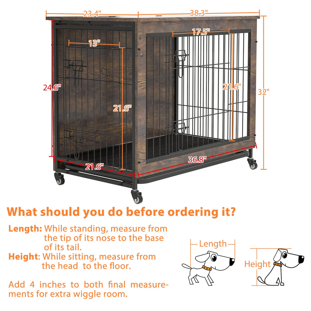 38 Inch Heavy-Duty Dog Crate Furniture - petspots