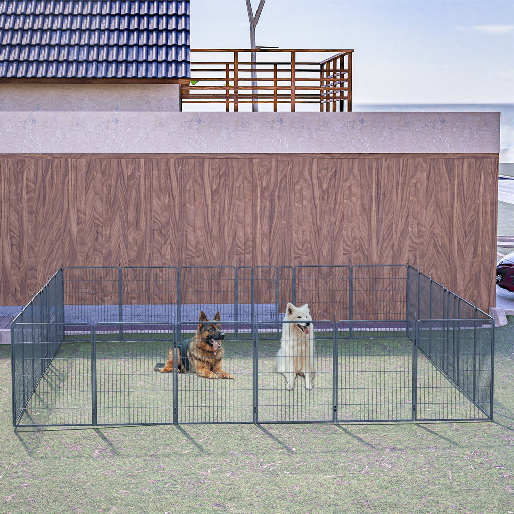 40in Outdoor Fence Heavy Duty Dog Pens 24 Panels Temporary Pet Playpen with Doors - petspots