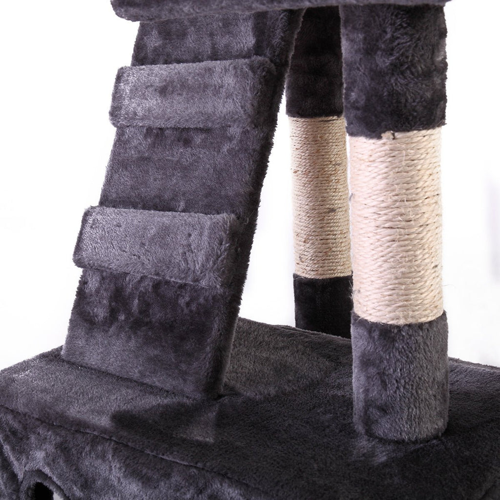 67'' Multi-Level Cat Tree Tower, Kitten Condo House with Scratching Posts, Kitty Play Activity Center, Gray XH - petspots