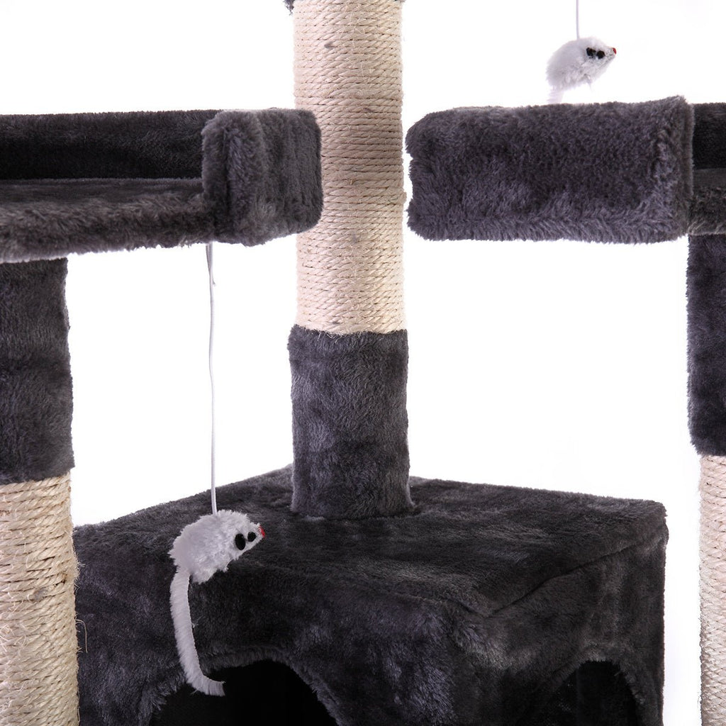 67'' Multi-Level Cat Tree Tower, Kitten Condo House with Scratching Posts, Kitty Play Activity Center, Gray XH - petspots