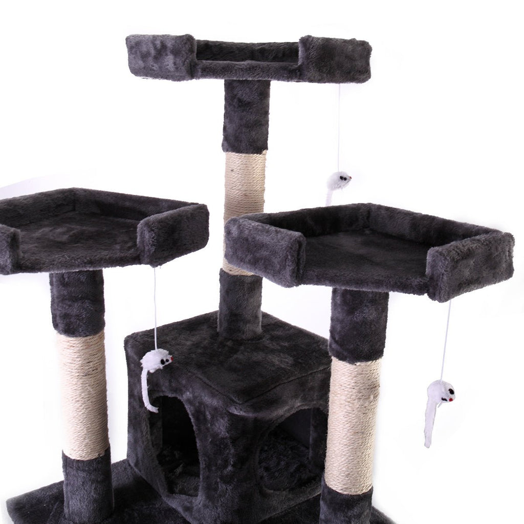 67'' Multi-Level Cat Tree Tower, Kitten Condo House with Scratching Posts, Kitty Play Activity Center, Gray XH - petspots