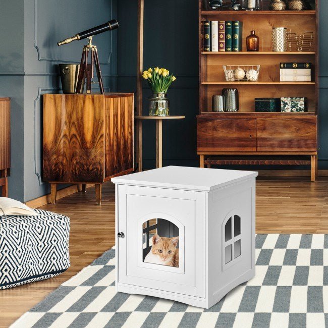 Modern Multipurpose Side Table Nightstand Decorative Pet House - petspots