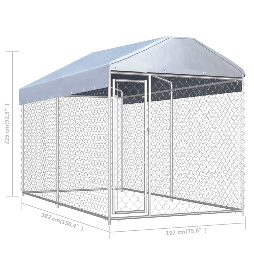 Outdoor Dog Kennel with Canopy Top 150.4"x75.6"x88.6" - petspots