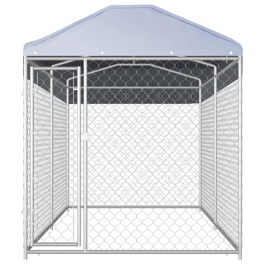 Outdoor Dog Kennel with Canopy Top 150.4"x75.6"x88.6" - petspots