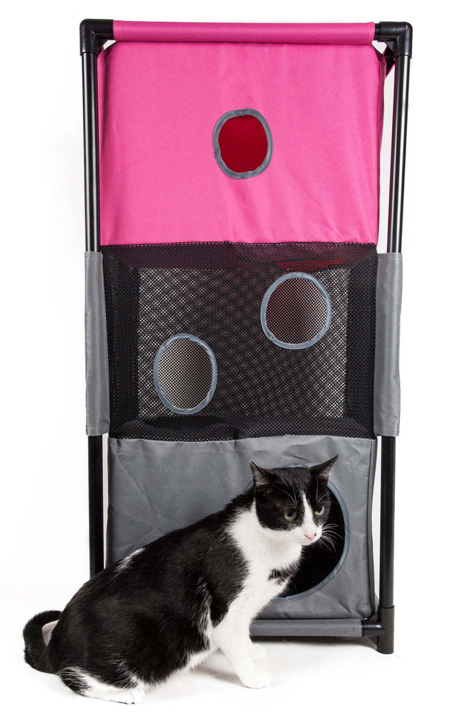 Pet Life Kitty-Square Obstacle Soft Folding Sturdy Play-Active Travel Collapsible Travel Pet Cat House Furniture - petspots