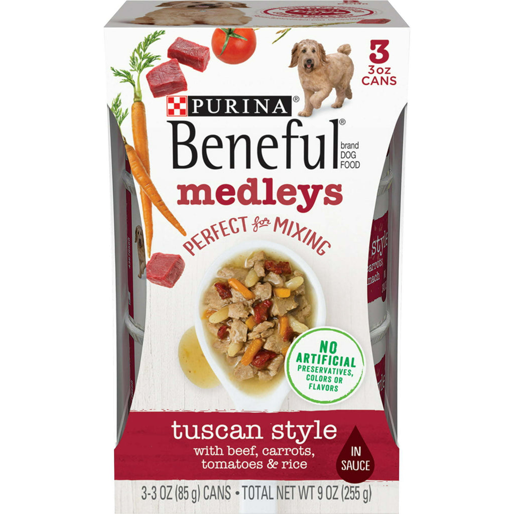 Purina Beneful Medleys Beef Stew Wet Dog Food Variety Pack 3 oz Cans (3 Pack) - petspots