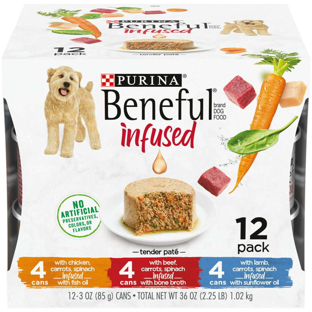 Purina Beneful Real Lamb & Chicken Pate Wet Dog Food Variety Pack 3 oz Cans (12 Pack) - petspots