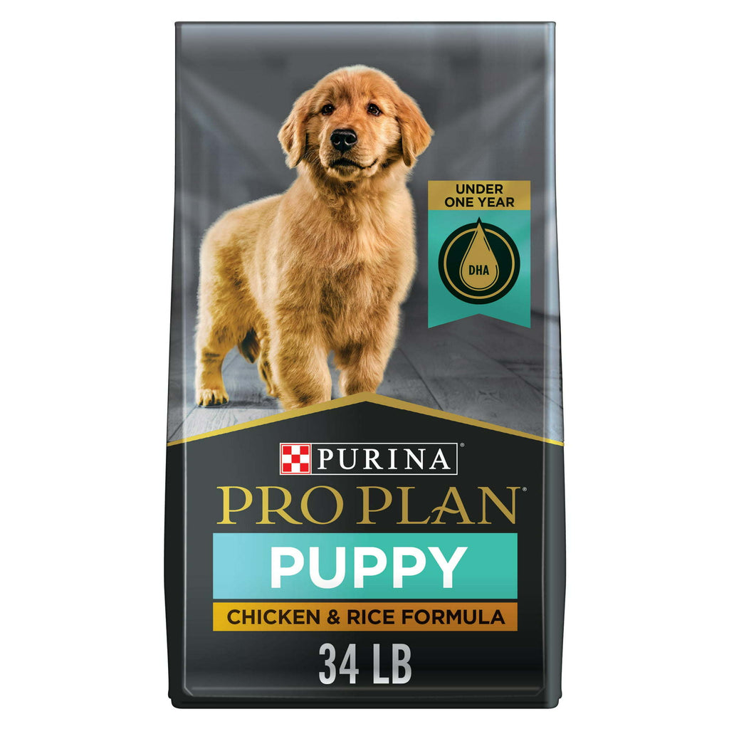 Purina Pro Plan Chicken and Rice Dry Dog Food for Puppies 34 lb Bag - petspots