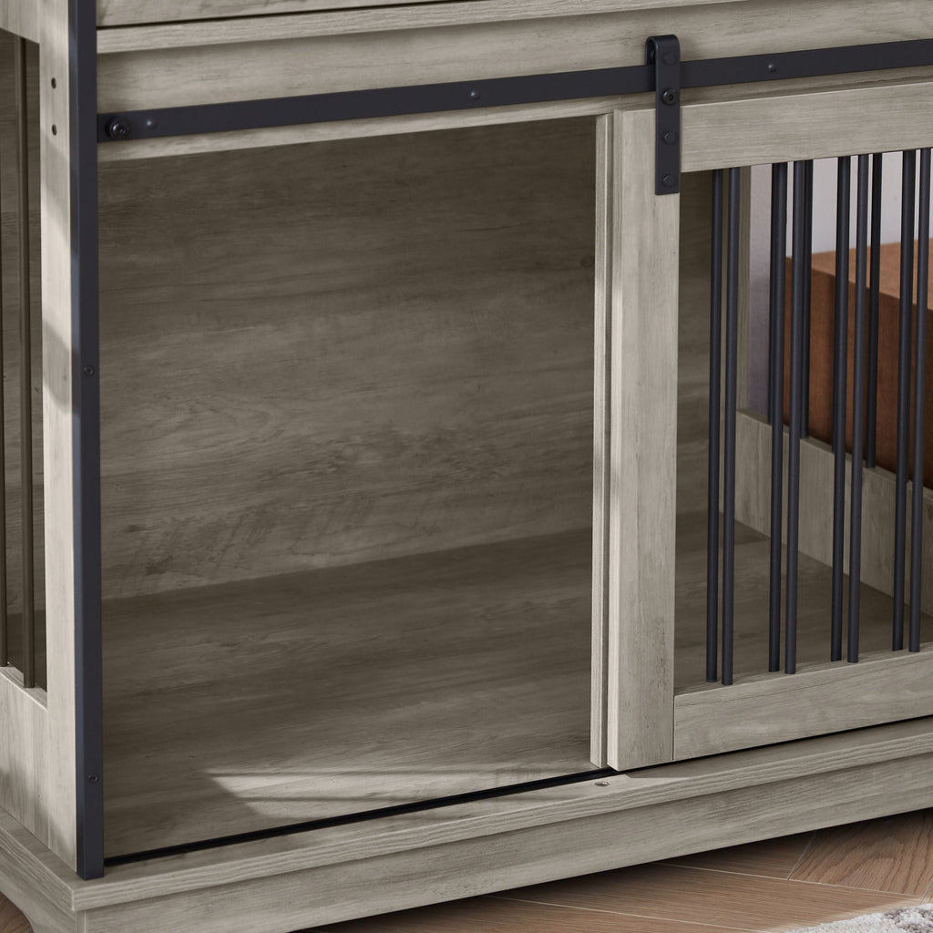 Sliding door dog crate with drawers. 35.43'' W x 23.62'' D x 33.46'' H - petspots